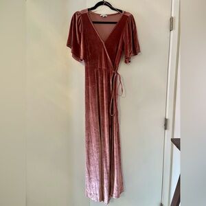 Baltic Born Meghan Velvet Wrap Dress in Blush